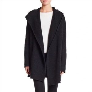 Vince Charcoal Sophie Wool/Yak Hooded Open Cardigan Size Small